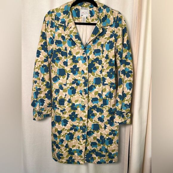 Old Navy floral pea coat 🌺 lined 🌺 excellent condition 🌺 small - Picture 1 of 10